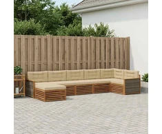 Lauko sofos komplektas su pagalve 7 pcs Natūralus ir bežinis