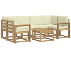 Lauko sofos komplektas su pagalve 7 pcs Balta ir kreminė
