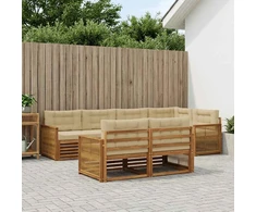 Lauko sofos komplektas su pagalve 7 pcs Natūralus ir bežinis