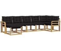 Lauko sofos komplektas su pagalve 7 pcs Balta ir juoda