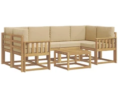 Lauko sofos komplektas su pagalve 7 pcs Balta ir kreminė