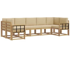 Lauko sofos komplektas su pagalve 7 pcs Balta ir kreminė