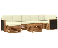 Lauko sofos komplektas su pagalve 7 pcs Natūralus ir grietinėlė