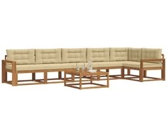 Lauko sofos komplektas su pagalve 7 pcs Natūralus ir bežinis