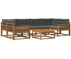 Lauko sofos komplektas su pagalve 7 pcs Natūralus ir antracitas