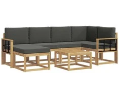 Lauko sofos komplektas su pagalve 7 pcs Balta ir antracito
