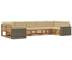 Lauko sofos komplektas su pagalve 7 pcs Natūralus ir bežinis