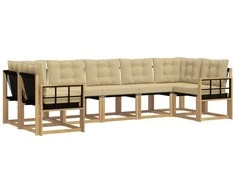 Lauko sofos komplektas su pagalve 7 pcs Balta ir kreminė