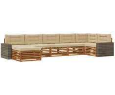 Lauko sofos komplektas su pagalve 7 pcs Natūralus ir bežinis