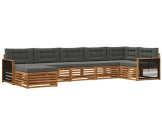 Lauko sofos komplektas su pagalve 7 pcs Natūralus ir antracitas