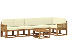 Lauko sofos komplektas su pagalve 7 pcs Natūralus ir grietinėlė