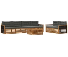 Lauko sofos komplektas su pagalve 7 pcs Natūralus ir antracitas