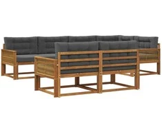 Lauko sofos komplektas su pagalve 7 pcs Natūralus ir antracitas