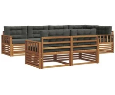 Lauko sofos komplektas su pagalve 7 pcs Natūralus ir antracitas