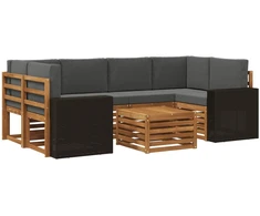 Lauko sofos komplektas su pagalve 7 pcs Natūralus ir antracitas