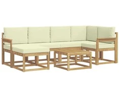 Lauko sofos komplektas su pagalve 7 pcs Balta ir kreminė
