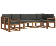 Lauko sofos komplektas su pagalve 7 pcs Natūralus ir antracitas