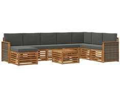 Lauko sofos komplektas su pagalve 7 pcs Natūralus ir antracitas