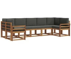 Lauko sofos komplektas su pagalve 7 pcs Natūralus ir antracitas