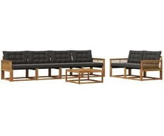 Lauko sofos komplektas su pagalve 7 pcs Natūrali ir juoda