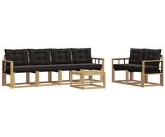 Lauko sofos komplektas su pagalve 7 pcs Balta ir juoda