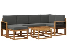 Lauko sofos komplektas su pagalve 7 pcs Natūralus ir antracitas