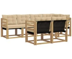 Lauko sofos komplektas su pagalve 7 pcs Balta ir kreminė