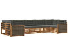 Lauko sofos komplektas su pagalve 7 pcs Natūralus ir antracitas
