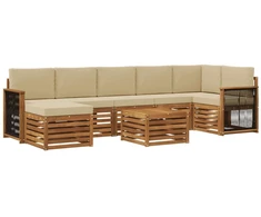 Lauko sofos komplektas su pagalve 7 pcs Natūrali