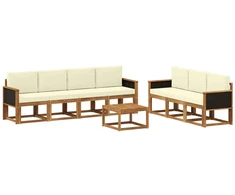 Lauko sofos komplektas su pagalve 7 pcs Natūralus ir grietinėlė