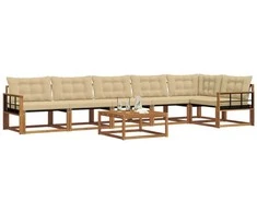 Lauko sofos komplektas su pagalve 7 pcs Natūralus ir bežinis