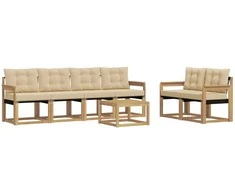 Lauko sofos komplektas su pagalve 7 pcs Balta ir kreminė