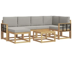 Lauko sofos komplektas su pagalve 7 pcs Balta ir šviesiai pilka