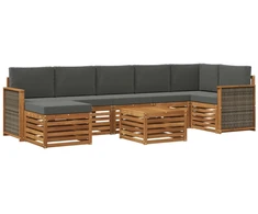 Lauko sofos komplektas su pagalve 7 pcs Natūralus ir antracitas