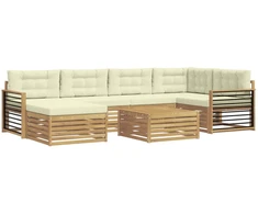 Lauko sofos komplektas su pagalve 7 pcs Balta ir kreminė