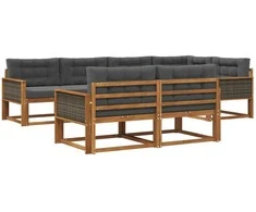 Lauko sofos komplektas su pagalve 7 pcs Natūralus ir antracitas