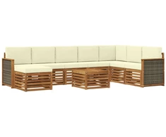 Lauko sofos komplektas su pagalve 7 pcs Natūralus ir grietinėlė