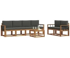 Lauko sofos komplektas su pagalve 7 pcs Natūralus ir antracitas