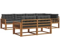 Lauko sofos komplektas su pagalve 7 pcs Natūralus ir antracitas