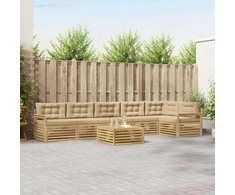 Lauko sofos komplektas su pagalve 7 pcs Balta ir kreminė