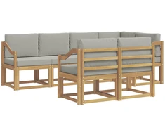 Lauko sofos komplektas su pagalve 7 pcs Balta ir šviesiai pilka