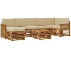 Lauko sofos komplektas su pagalve 7 pcs Natūrali
