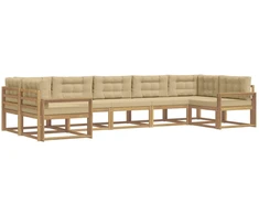 Lauko sofos komplektas su pagalve 7 pcs Balta ir kreminė