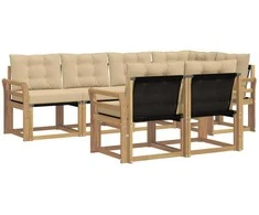 Lauko sofos komplektas su pagalve 7 pcs Balta ir kreminė