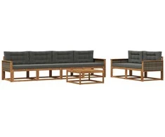 Lauko sofos komplektas su pagalve 7 pcs Natūralus ir antracitas