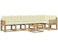 Lauko sofos komplektas su pagalve 7 pcs Balta ir kreminė