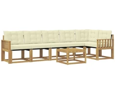 Lauko sofos komplektas su pagalve 7 pcs Balta ir kreminė