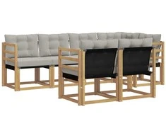 Lauko sofos komplektas su pagalve 7 pcs Balta ir šviesiai pilka