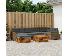 Lauko sofos komplektas su pagalve 7 pcs Natūralus ir antracitas
