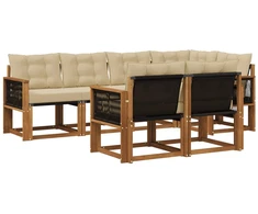 Lauko sofos komplektas su pagalve 7 pcs Natūralus ir bežinis